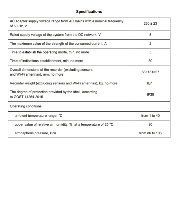 Specifications