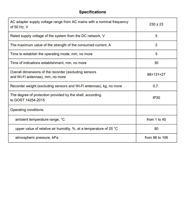 Specifications